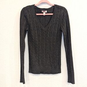 Long Sleeve V-neck Cable Knit Sweater by Arizona Jeans Sz Large